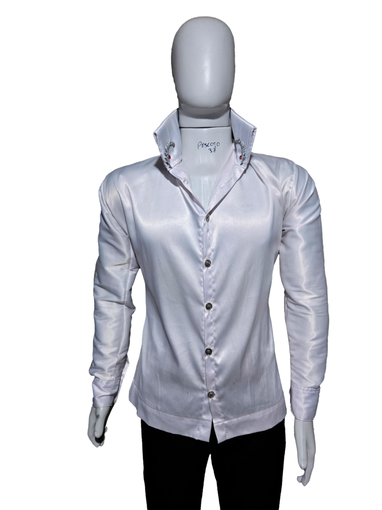 Camisa branca de Cetim Gola Alta Militar